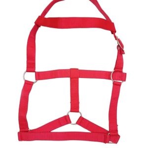 Nylon Halter for Horses and Cow Adjustable Fit Halter Red Color